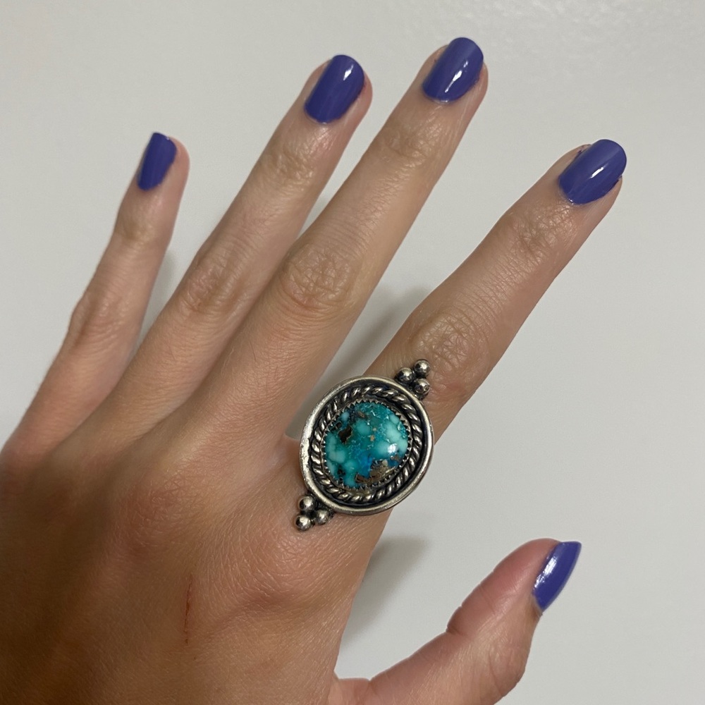 NEW OOAK White Water Turquoise Sterling Ring - Picture 2 of 6